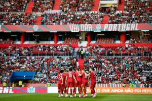 Jugadores de la selección de fútbol de Portugal en un partido