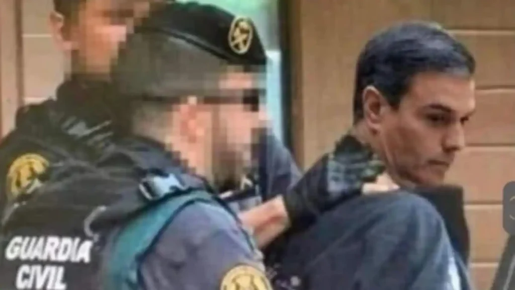 Pedro Sánchez siendo detenido por la Guardia Civil en un incidente reciente