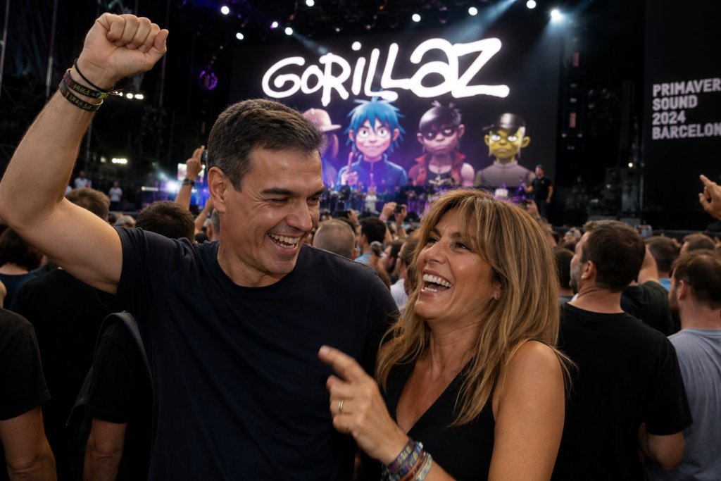 Sánchez disfrutando en el festival Primavera Sound con una mujer