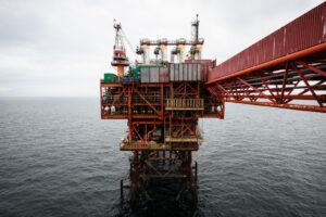 En la imagen: una sección de la plataforma de gas Rough 47/3B Bravo del Reino Unido, en el Mar del Norte, el 17 de junio de 2024.