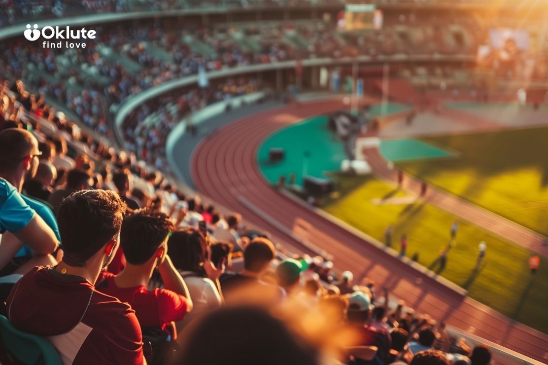 Espectadores en un estadio durante un evento deportivo emocionante