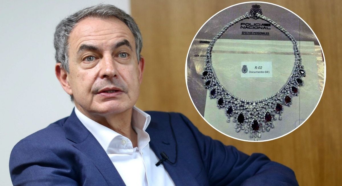 José Luis Rodríguez Zapatero discutiendo sobre joyas en un evento