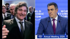 Javier Milei y Pedro Sánchez.